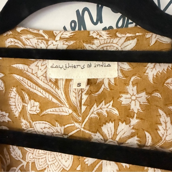 DAUGHTERS OF INDIA Kyra Block Print Cotton Mini Dress Size Small S - Picture 5 of 11